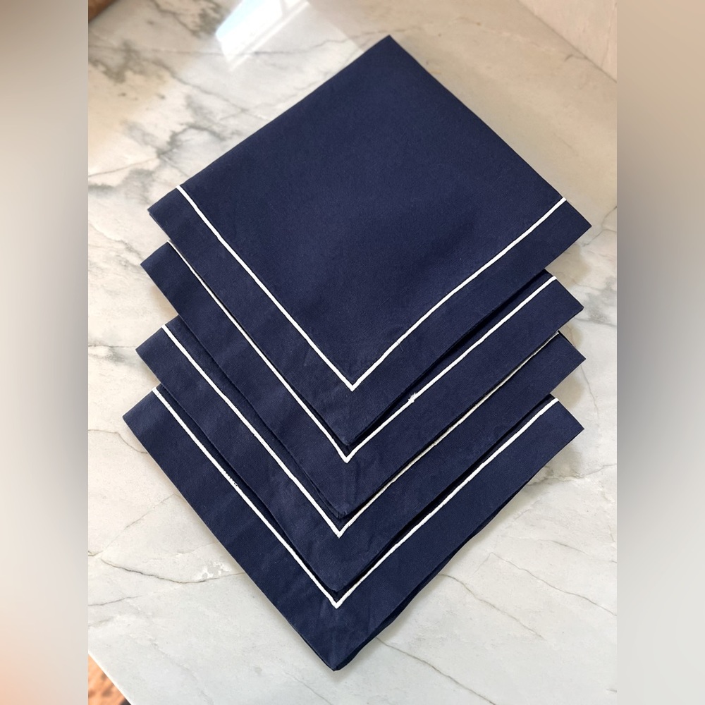 Kate Spade 4 - Napkins 20" Square Cotton Navy